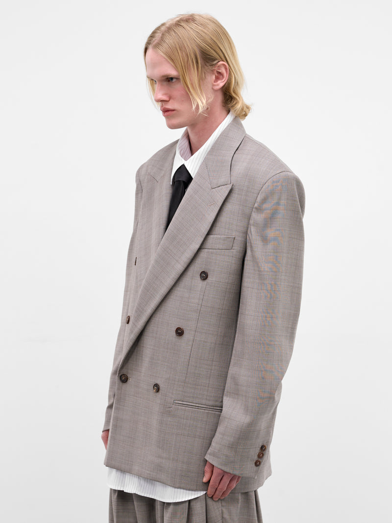 Gray Glen Check Wool Blazer (HMMC15031A-HC012-DARK-BROWN)