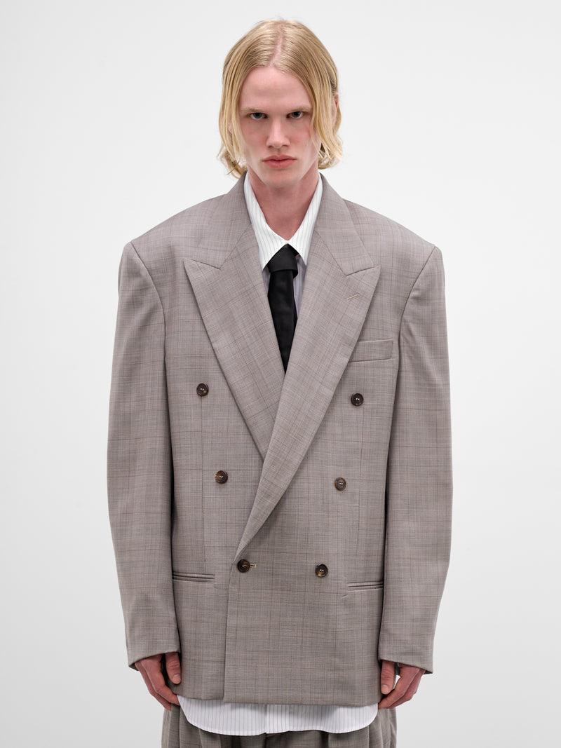 Gray Glen Check Wool Blazer (HMMC15031A-HC012-DARK-BROWN)