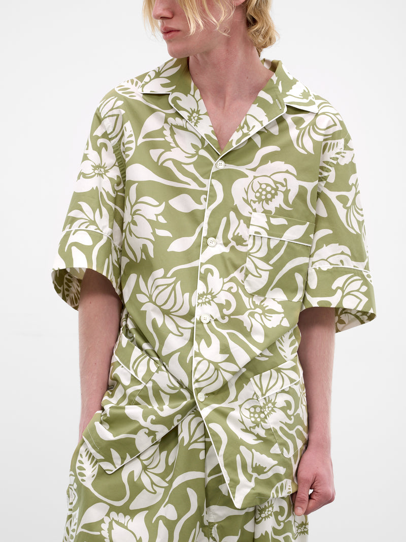 Green Floral Cotton Pajama Set (HMMC56001R-HC291-DARK-GREEN)
