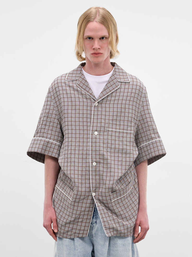Gray Plaid Oversized Pajama Shirt (HMMC60046A-HC270-MEDIUM-BROWN)