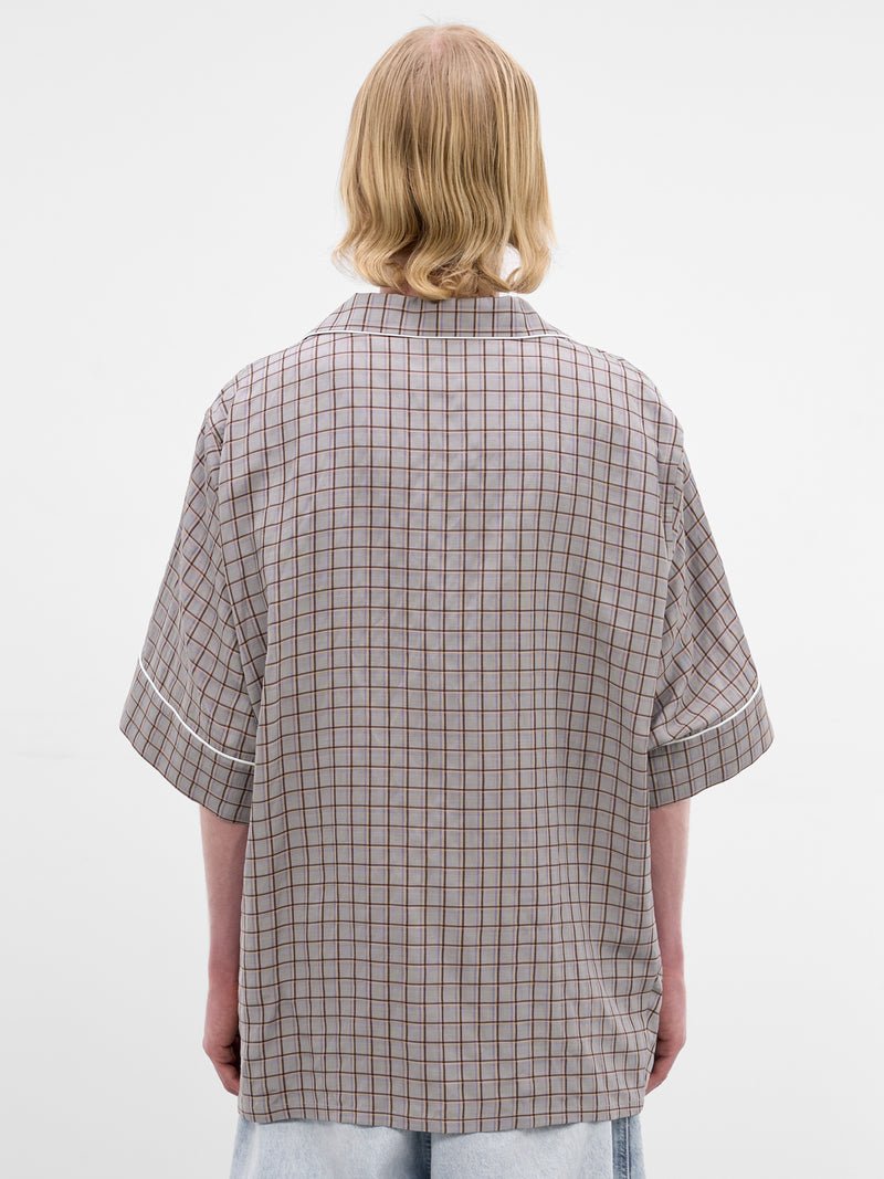 Gray Plaid Oversized Pajama Shirt (HMMC60046A-HC270-MEDIUM-BROWN)