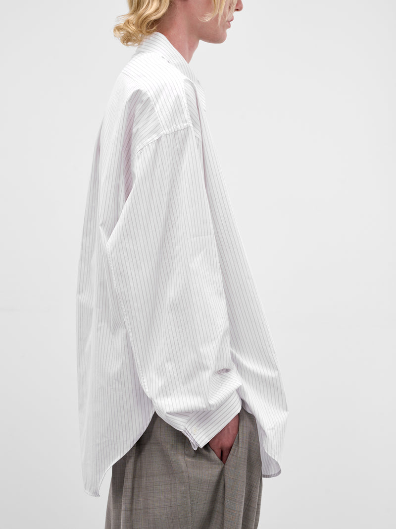 White Striped Cotton Button-Up Shirt (HMMC60048A-HC264-NATURAL)