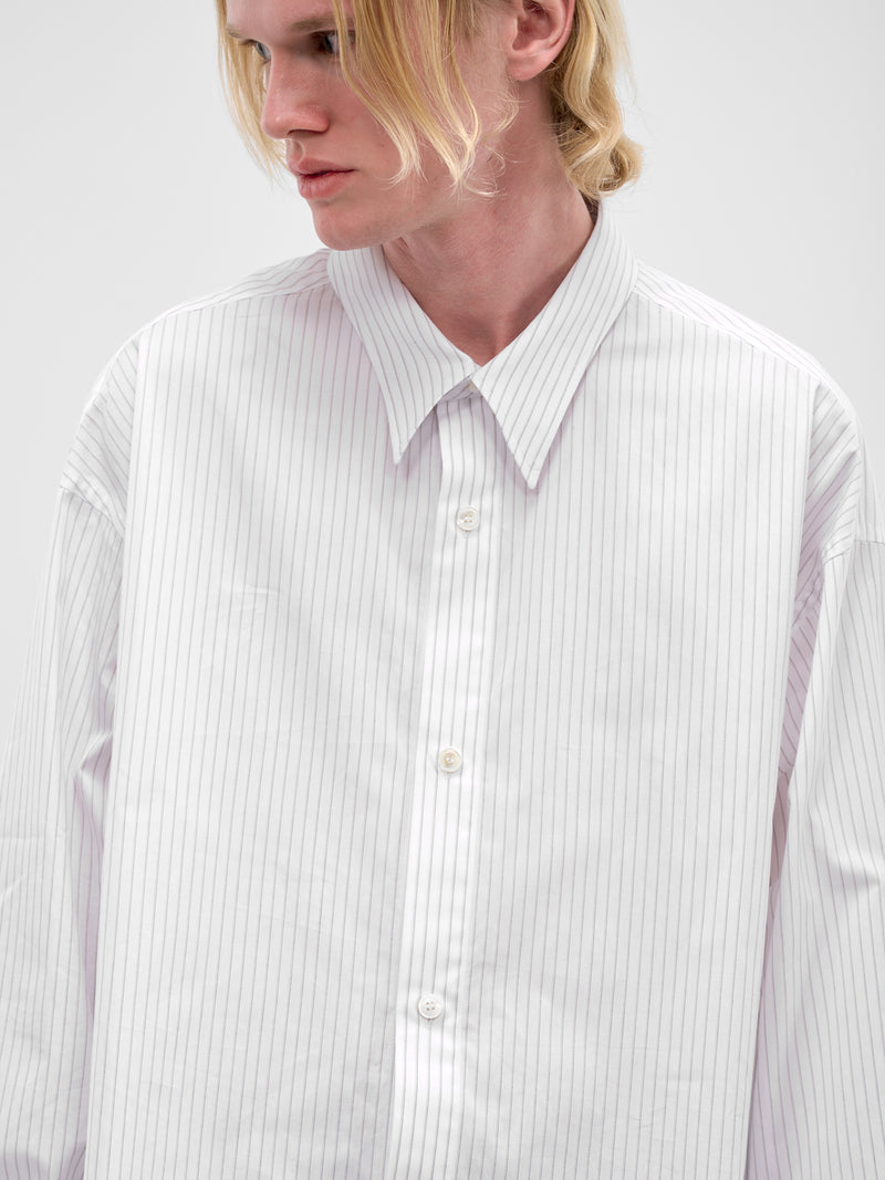 White Striped Cotton Button-Up Shirt (HMMC60048A-HC264-NATURAL)