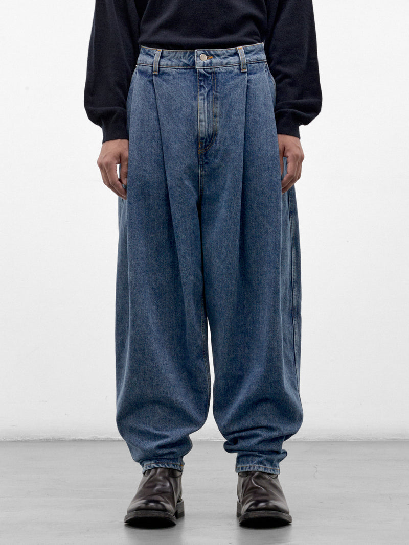 Blue Denim Wide Pleated Jeans (HMMD67050R-LIGHT-PASTEL-BLUE)