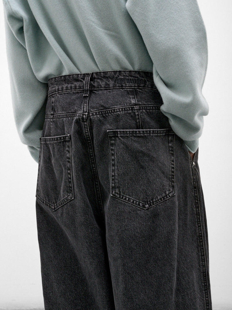 Gray Denim Wide Pleated Jeans (HMMD67050R-MEDIUM-GREY)