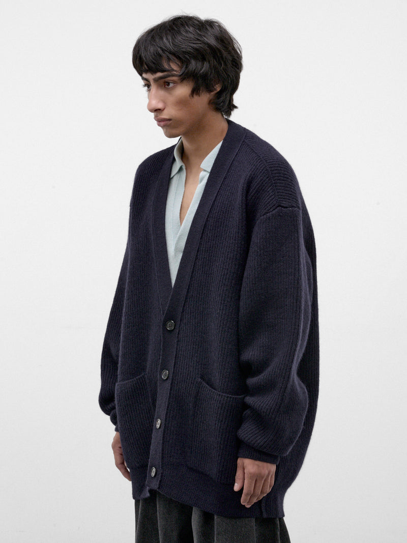 Blue Wool Knit Cardigan (HMMD75089A-BLUE)