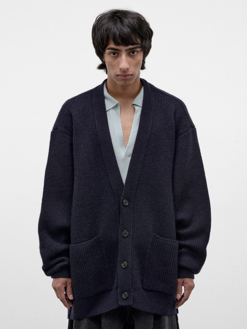 Blue Wool Knit Cardigan (HMMD75089A-BLUE)