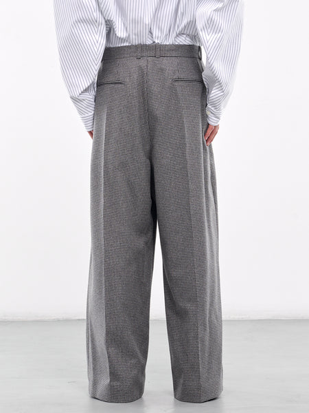 クリスマス特集2024 Leg Wide Houndstooth (HMMZ30011A-HZ120-MEDIUM-GREY) Trousers パンツ