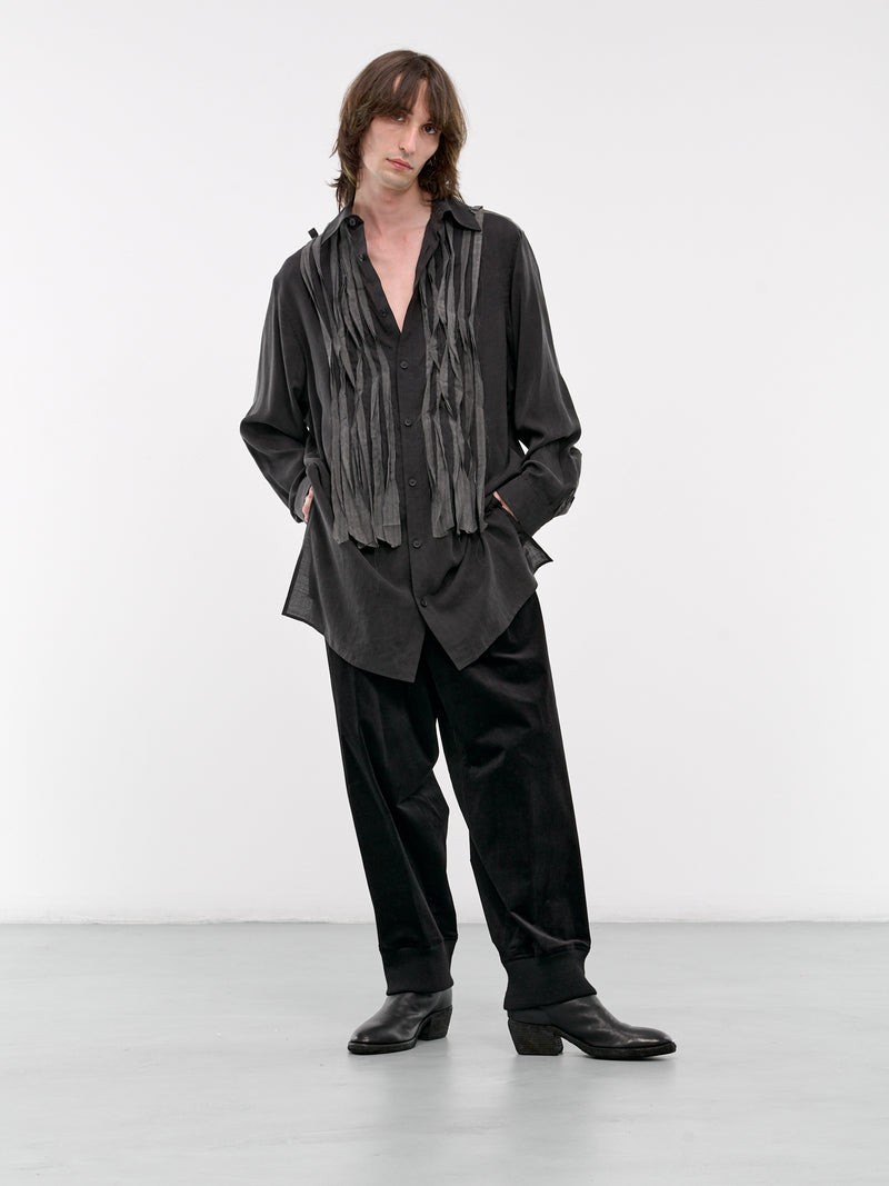 M-Hem Rib Velvet Pants (HO-P37-056-1-BLACK)