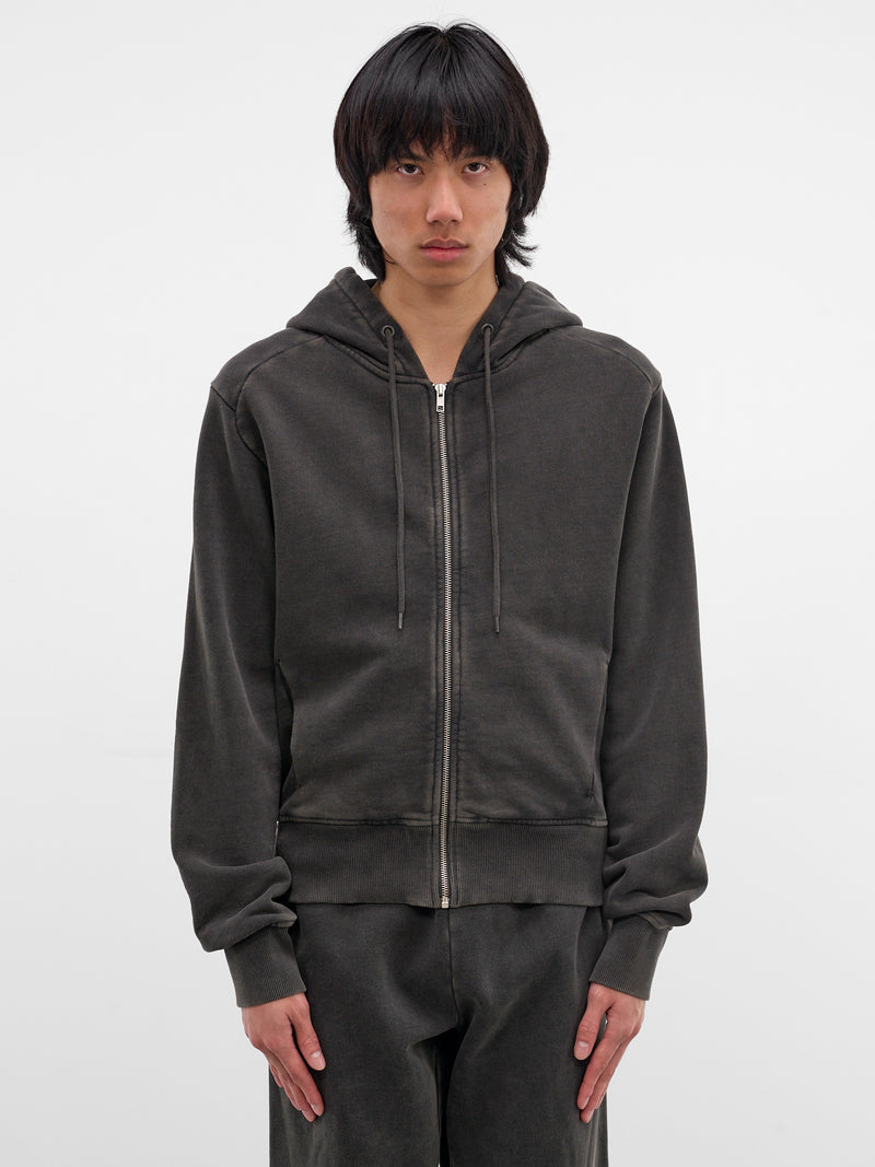 Washed Black Cotton Zip-Up Hoodie (HO01012-WASHED-BLACK)