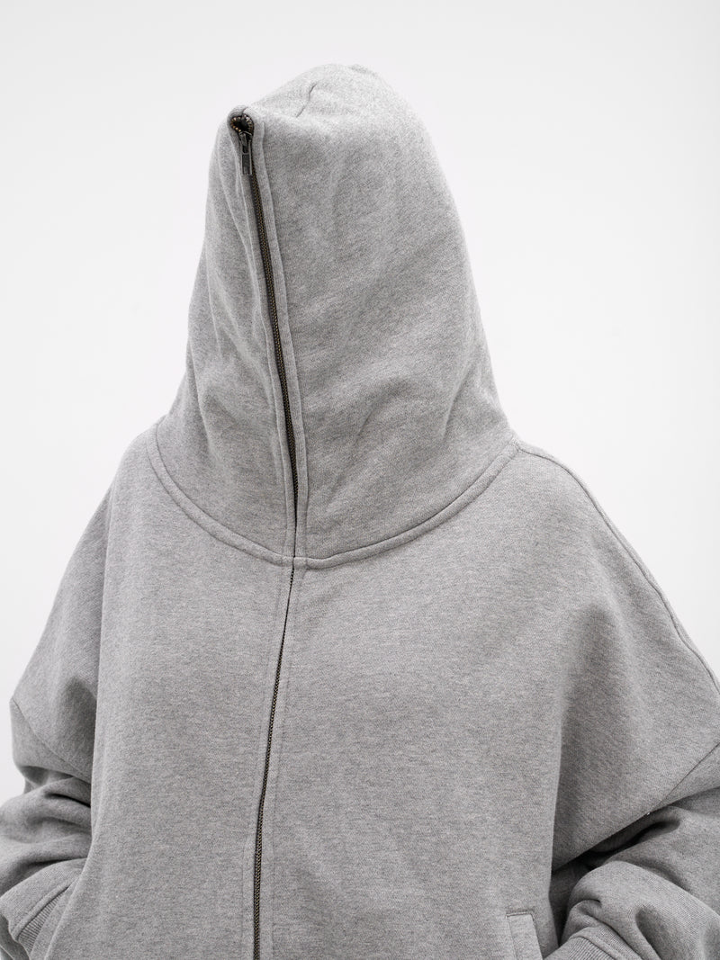 Gray Oversized Full Zip Hoodie (HO03012-GREY-MARLE)
