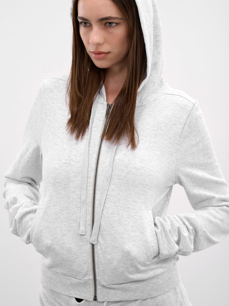 Gray Cotton Cropped Zip Hoodie (HO05012-HEATHER-GREY)