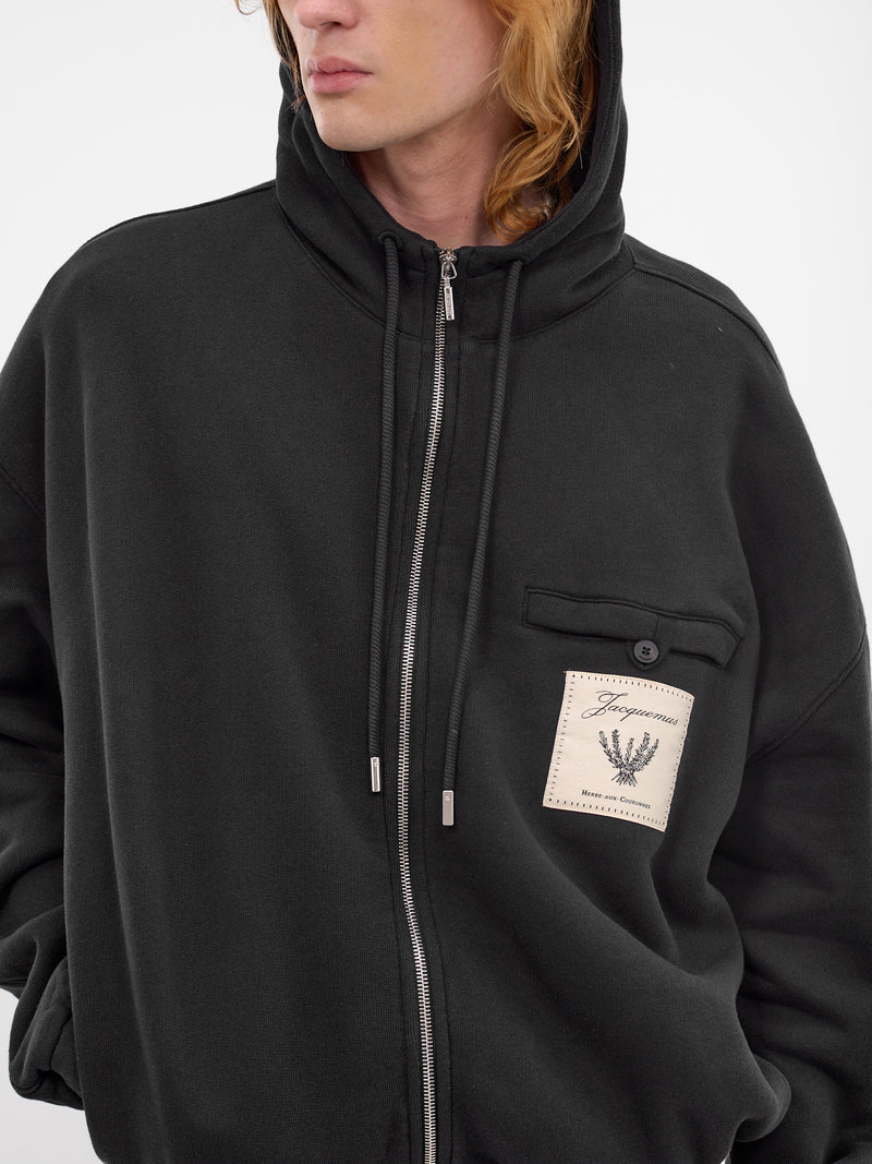 Navy Embroidered Rosemary Zip Hoodie (HOM00302AJ00262-DARK-NAVY)