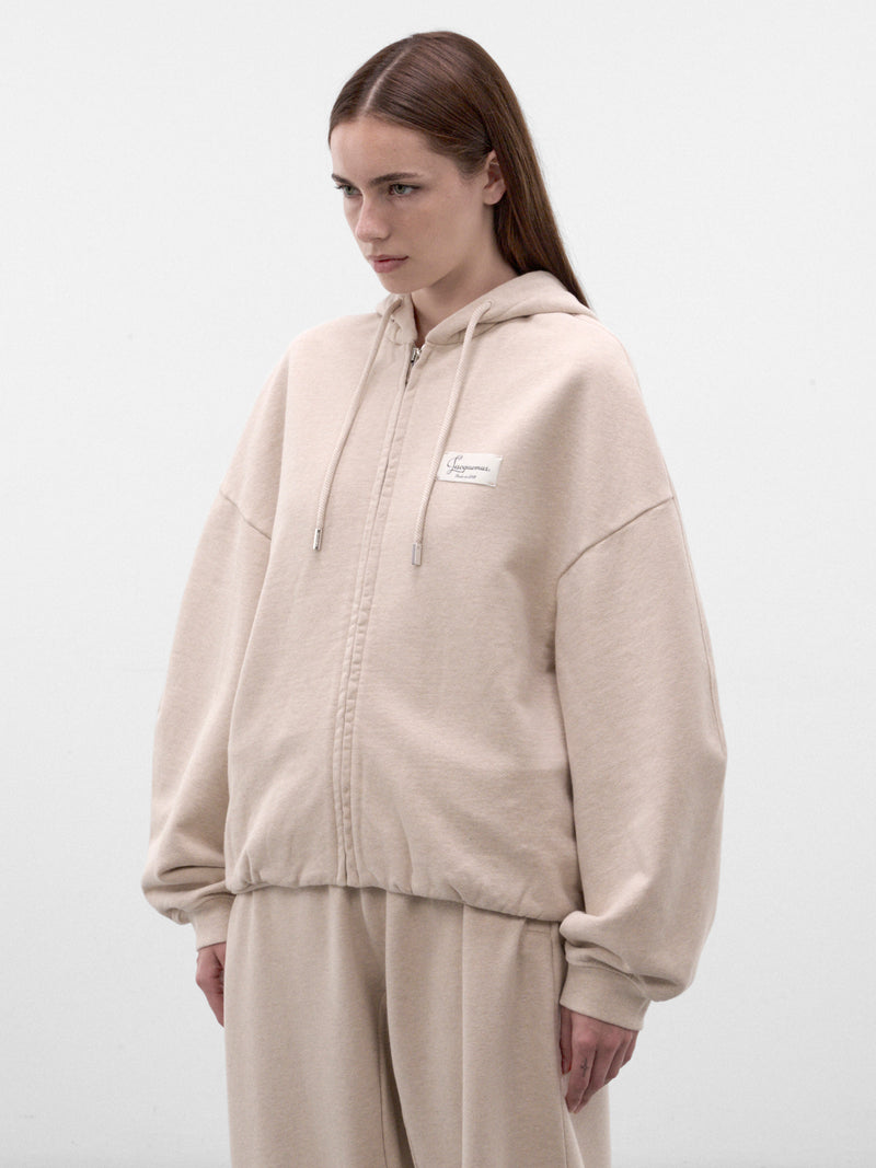 Beige Cotton Corso Zip Hoodie (HOU00314AJ00325-BEIGE)