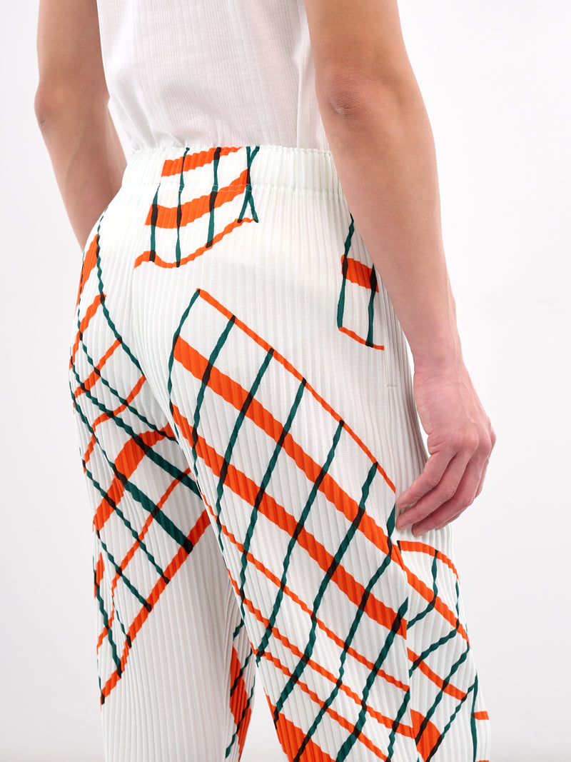 Windswept Plaid Pleated Trousers (HP56JF377-01-WHITE)