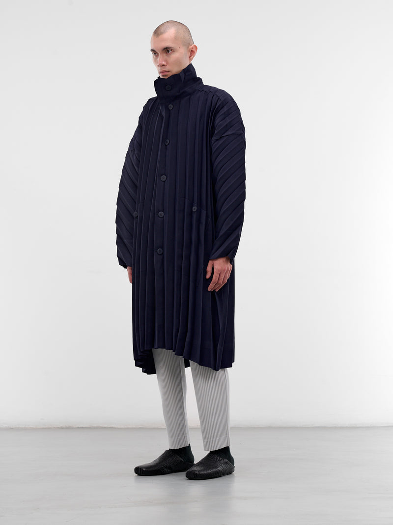 Navy Pleated Edge Coat (HP58FA261-75-NAVY)