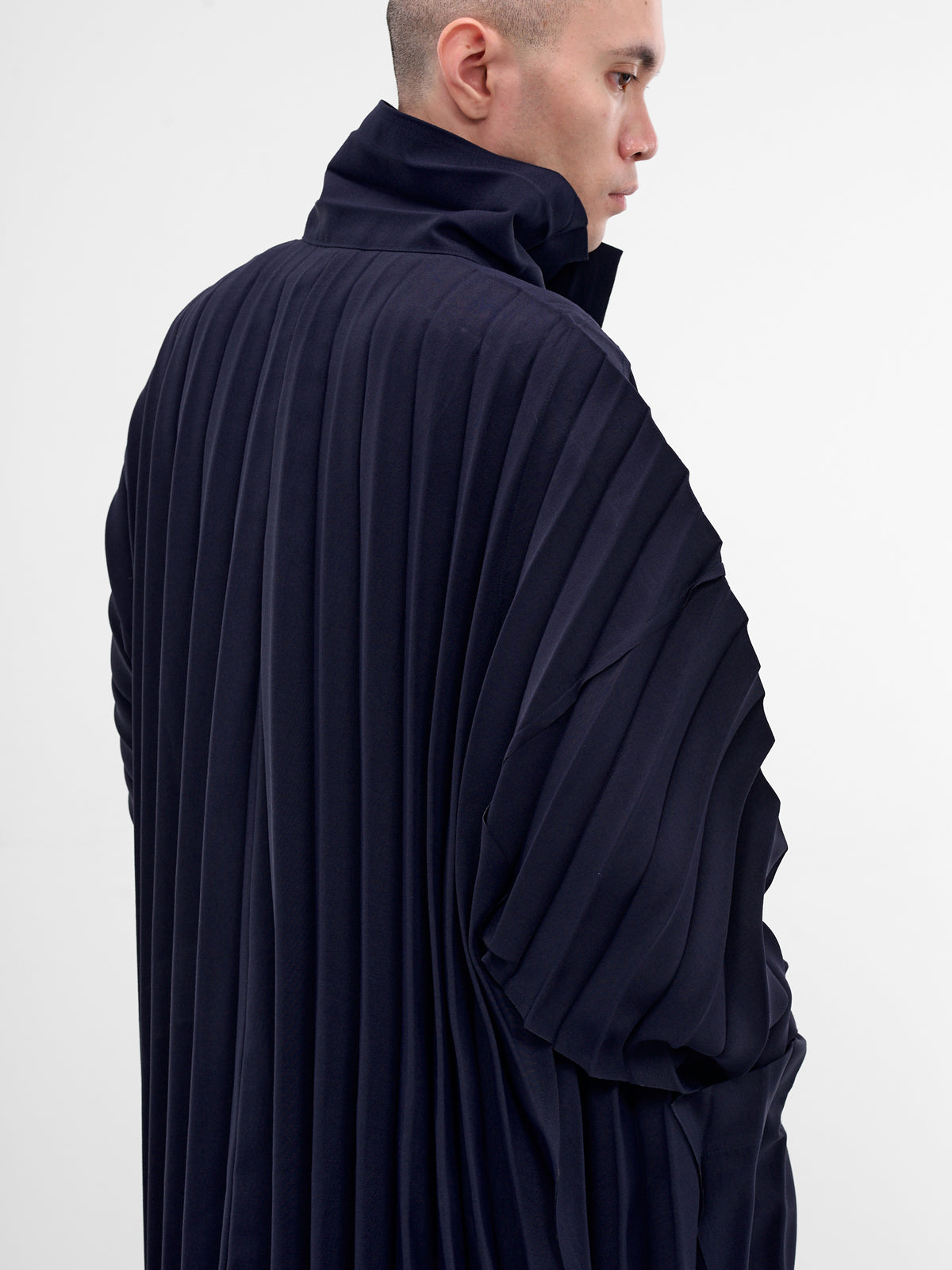 Navy Pleated Edge Coat (HP58FA261-75-NAVY)