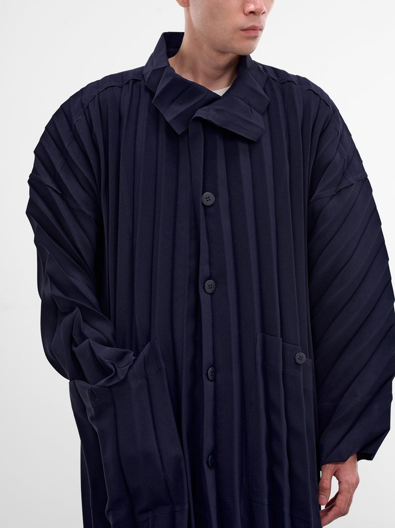 Navy Pleated Edge Coat (HP58FA261-75-NAVY)