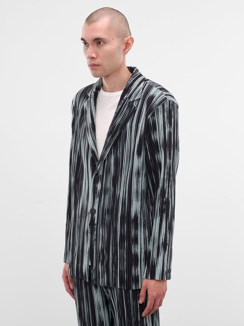 Brushstroke Stripe Pleated Blazer (HP58FD220-15-BLACK)