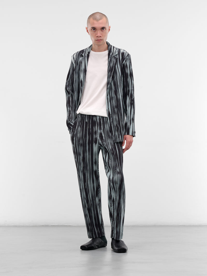 Brushstroke Stripe Pleated Blazer (HP58FD220-15-BLACK)