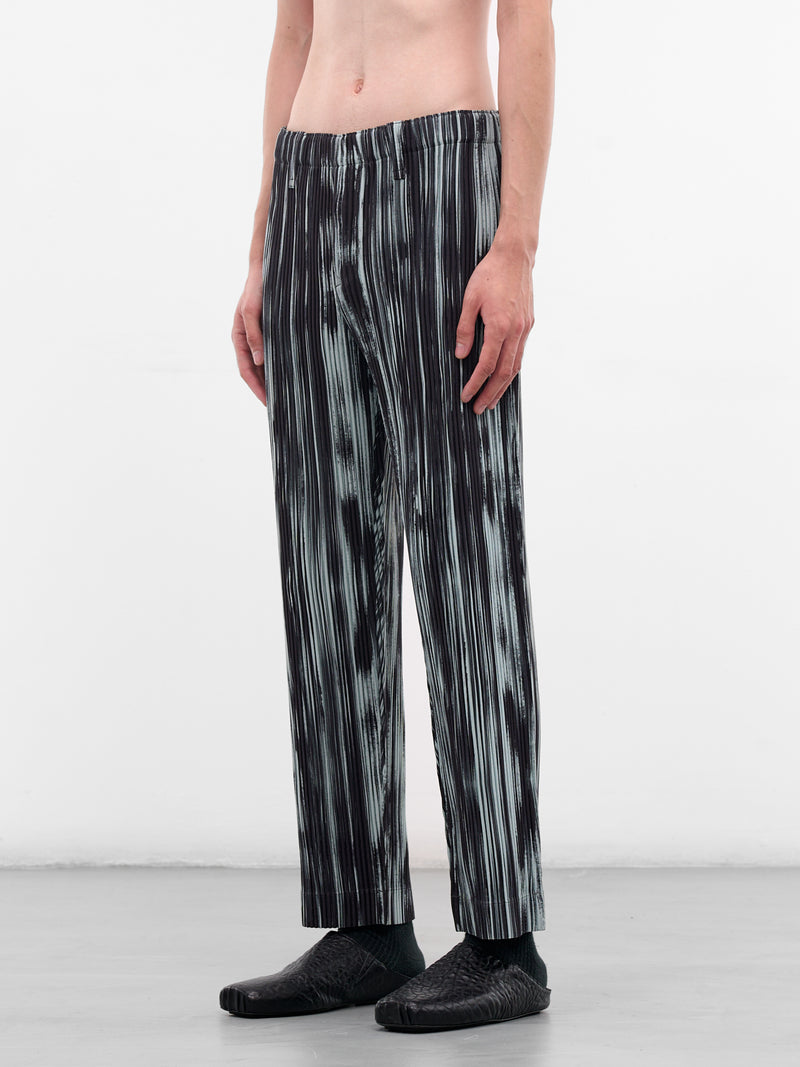 Brushstroke Stripe Pleated Relaxed Pants (HP58FF221-15-BLACK)