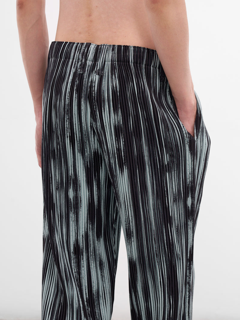 Brushstroke Stripe Pleated Relaxed Pants (HP58FF221-15-BLACK)
