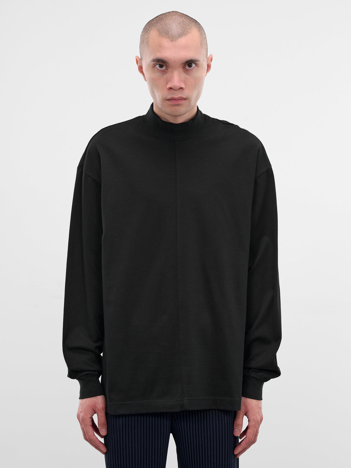 Black Cotton Jersey Turtleneck Tee (HP58JK100-15-BLACK)