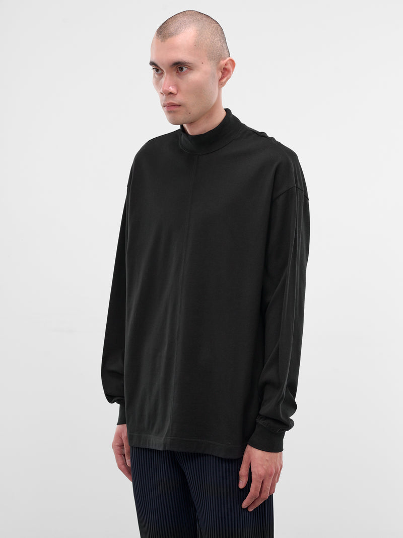 Black Cotton Jersey Turtleneck Tee (HP58JK100-15-BLACK)