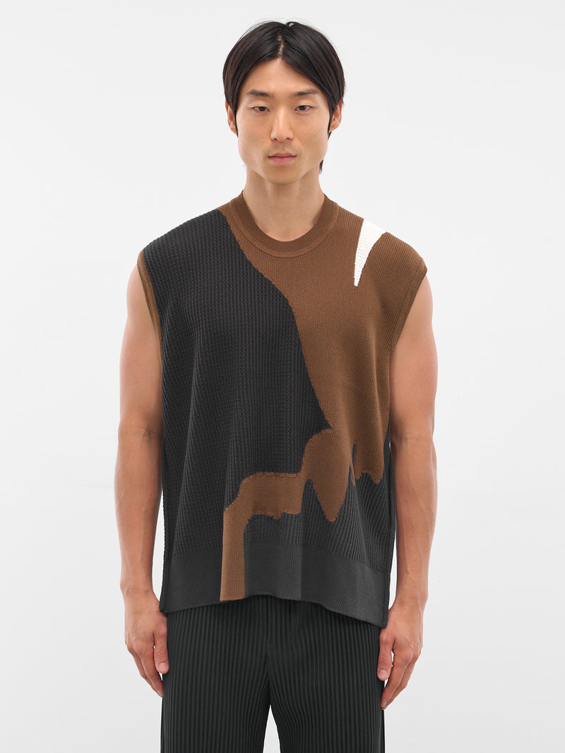 Brown Agate Knit Sweater Vest (HP58KE286-44-BROWN)