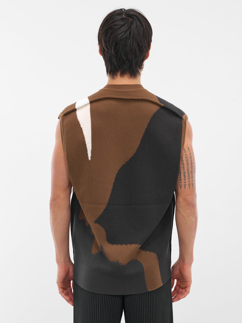 Brown Agate Knit Sweater Vest (HP58KE286-44-BROWN)