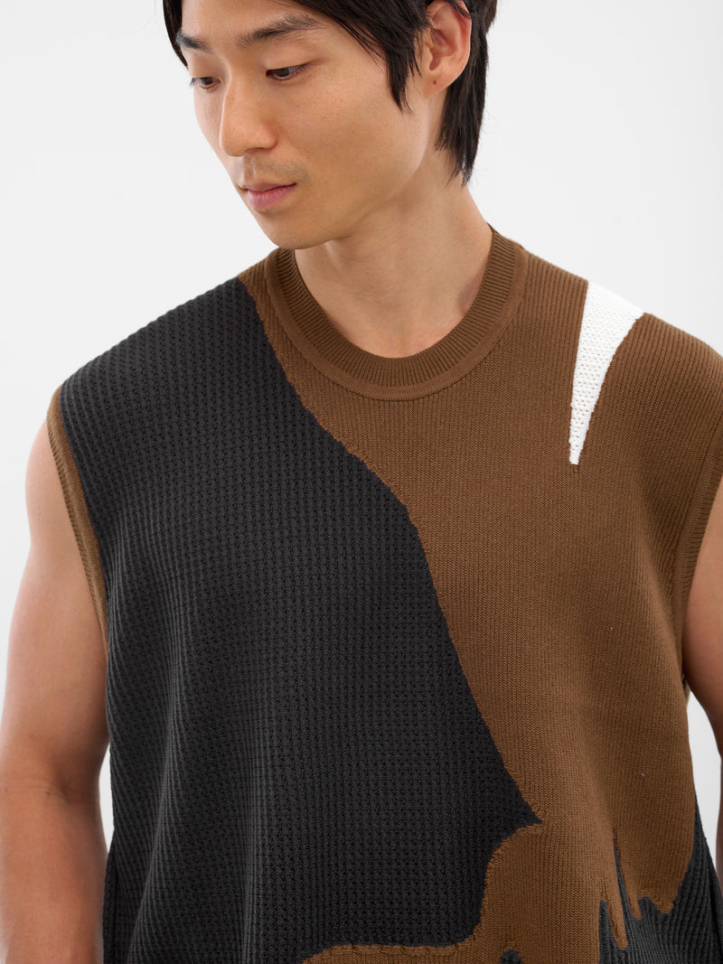Brown Agate Knit Sweater Vest (HP58KE286-44-BROWN)