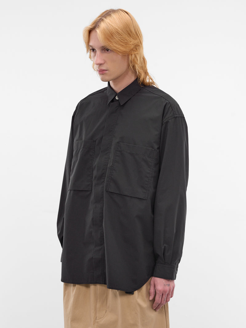 Black Cotton Zip Shirt (HQ-B002-S26-BLACK)