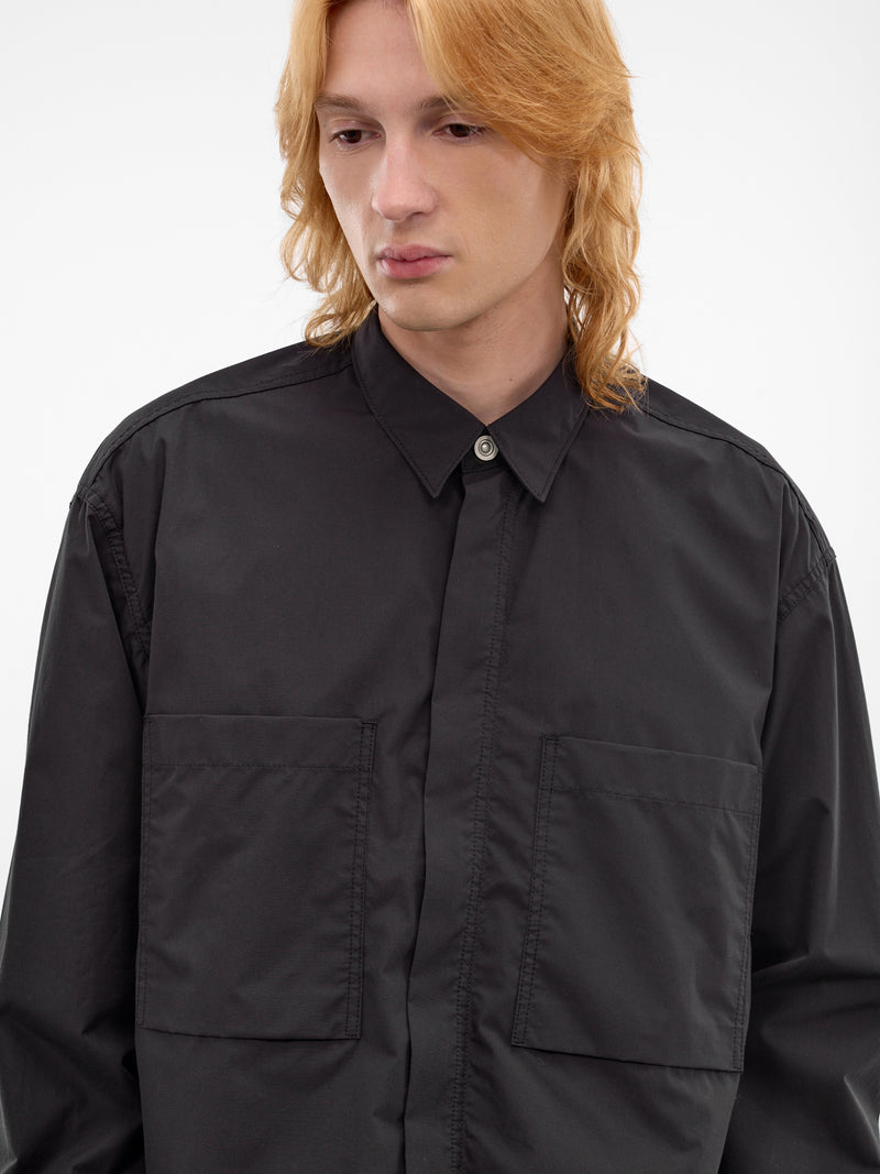 Black Cotton Zip Shirt (HQ-B002-S26-BLACK)