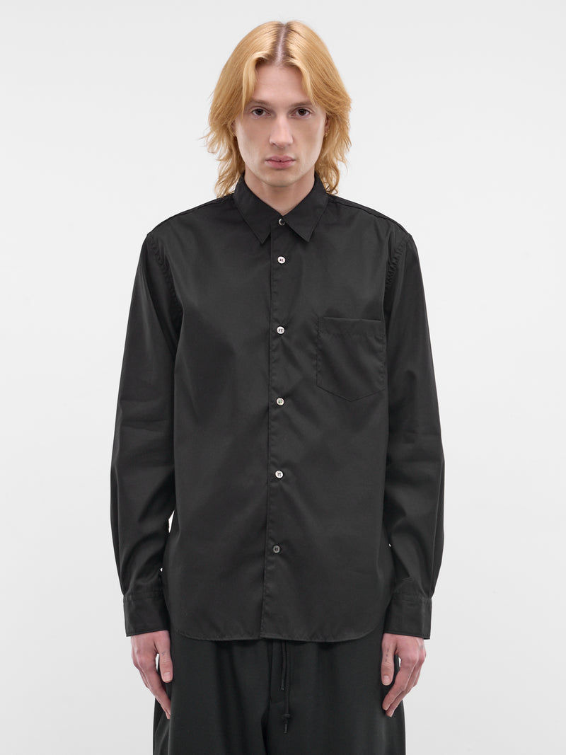 Black Cotton Button-Up Shirt (HQ-B101-S26-BLACK)