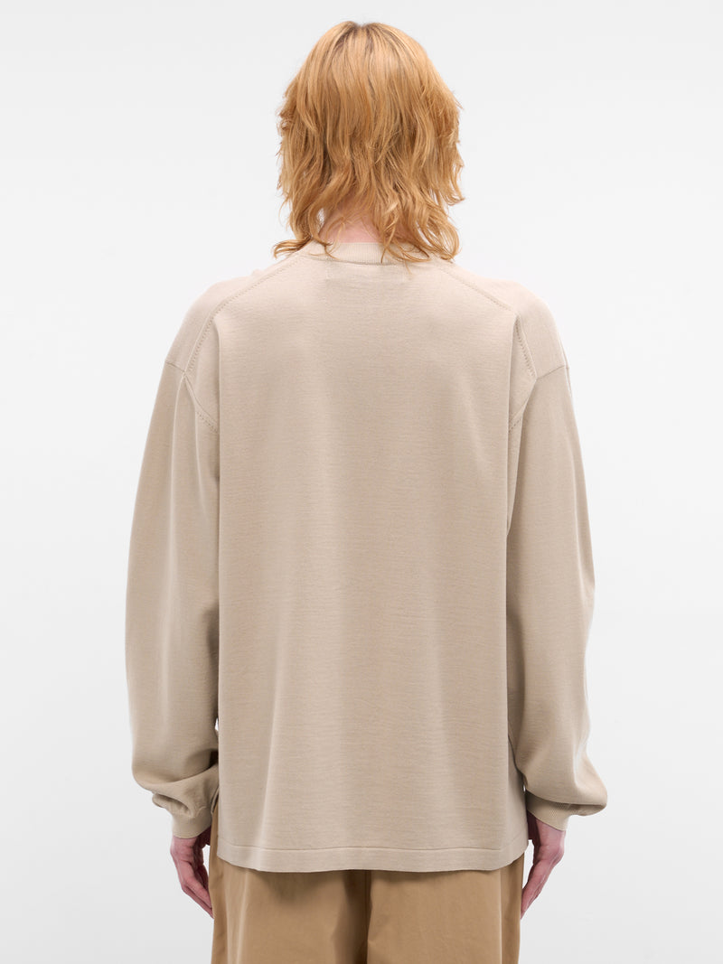 Beige Wool-Cotton Knit Sweater (HQ-N003-S26-BEIGE)