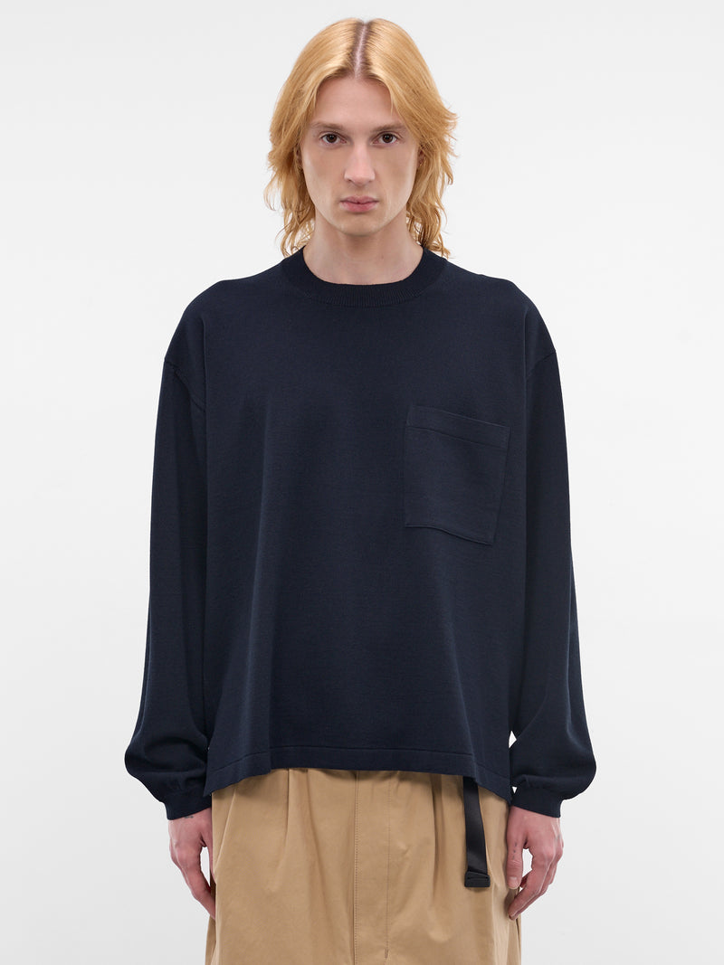 Navy Wool-Cotton Knit Sweater (HQ-N003-S26-NAVY)