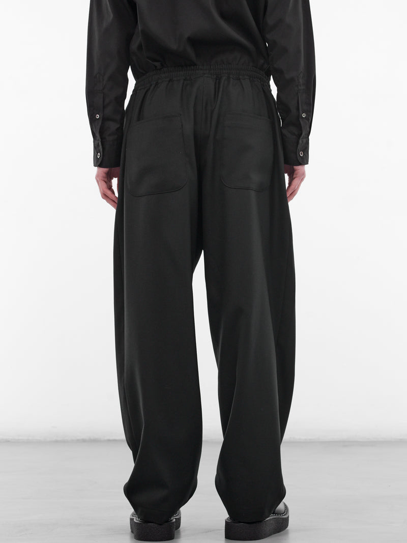 Black Wool Drawstring Trousers (HQ-P009-S26-BLACK)