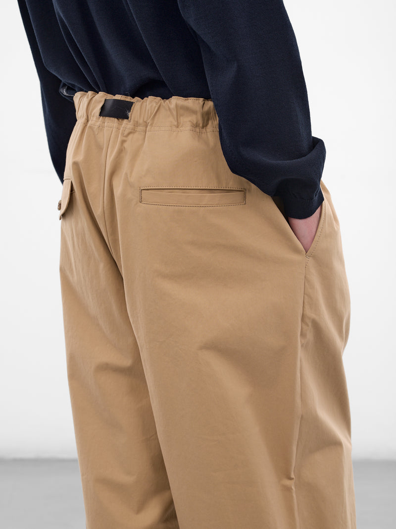 Beige Cotton Cinch Belt Trousers (HQ-P012-S26-BEIGE)