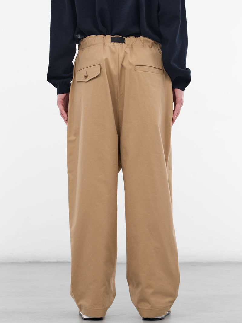 Beige Cotton Cinch Belt Trousers (HQ-P012-S26-BEIGE)