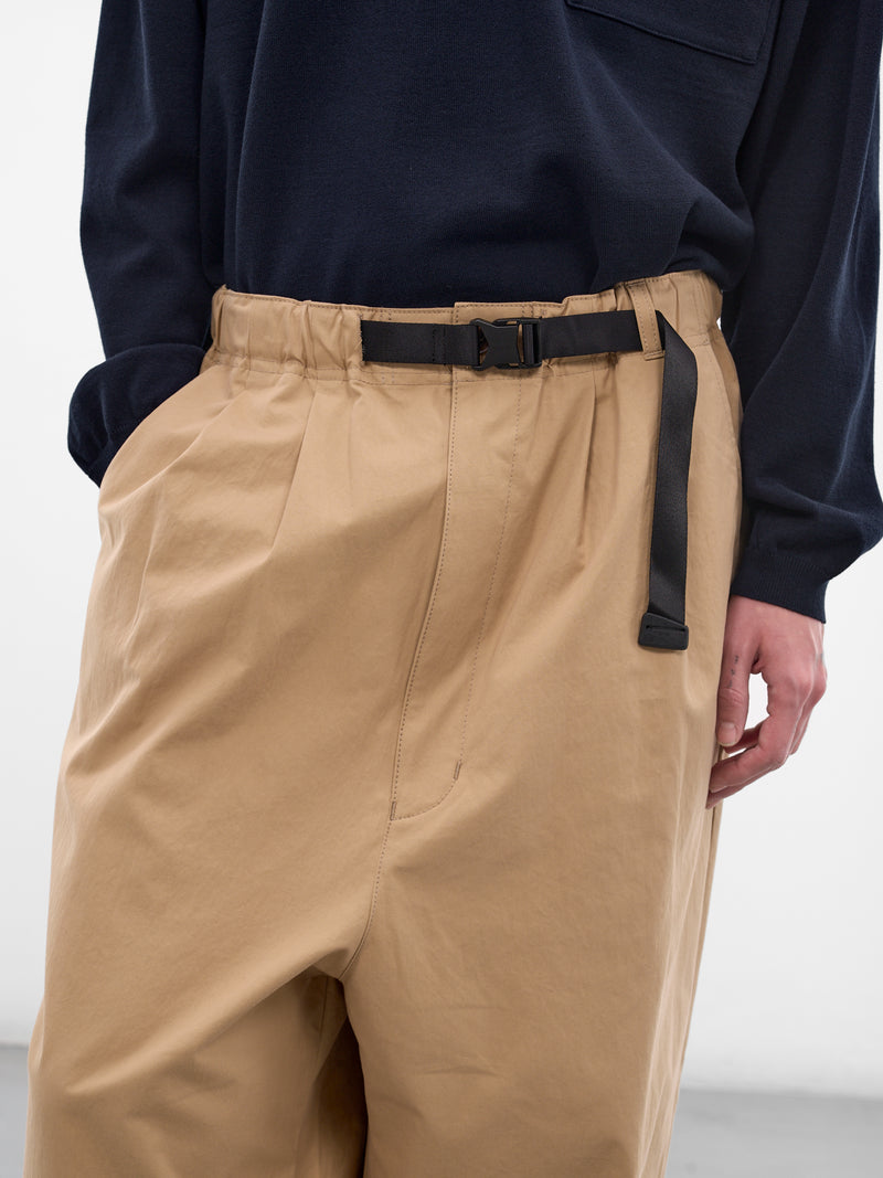 Beige Cotton Cinch Belt Trousers (HQ-P012-S26-BEIGE)