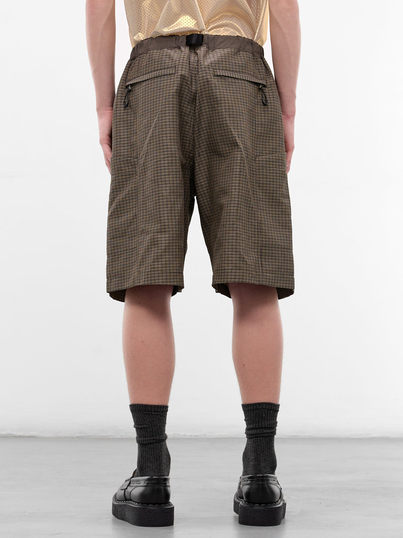 Khaki Plaid Belted Shorts (HQ-P027-S26-KHAKI)