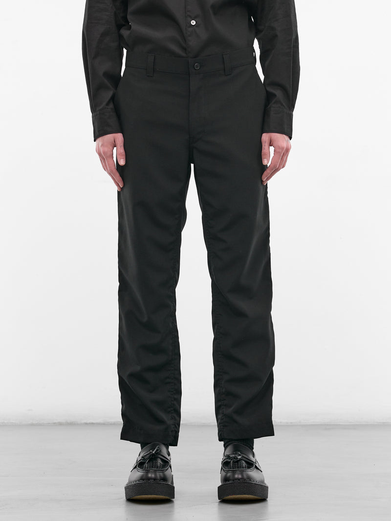 Black Wool Slim Ruched Trousers (HQ-P101-S26-BLACK)