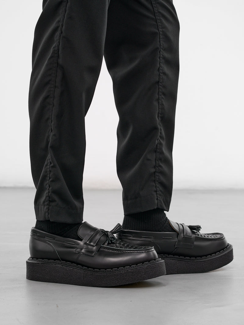 Black Wool Slim Ruched Trousers (HQ-P101-S26-BLACK)