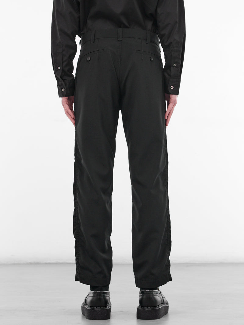 Black Wool Slim Ruched Trousers (HQ-P101-S26-BLACK)