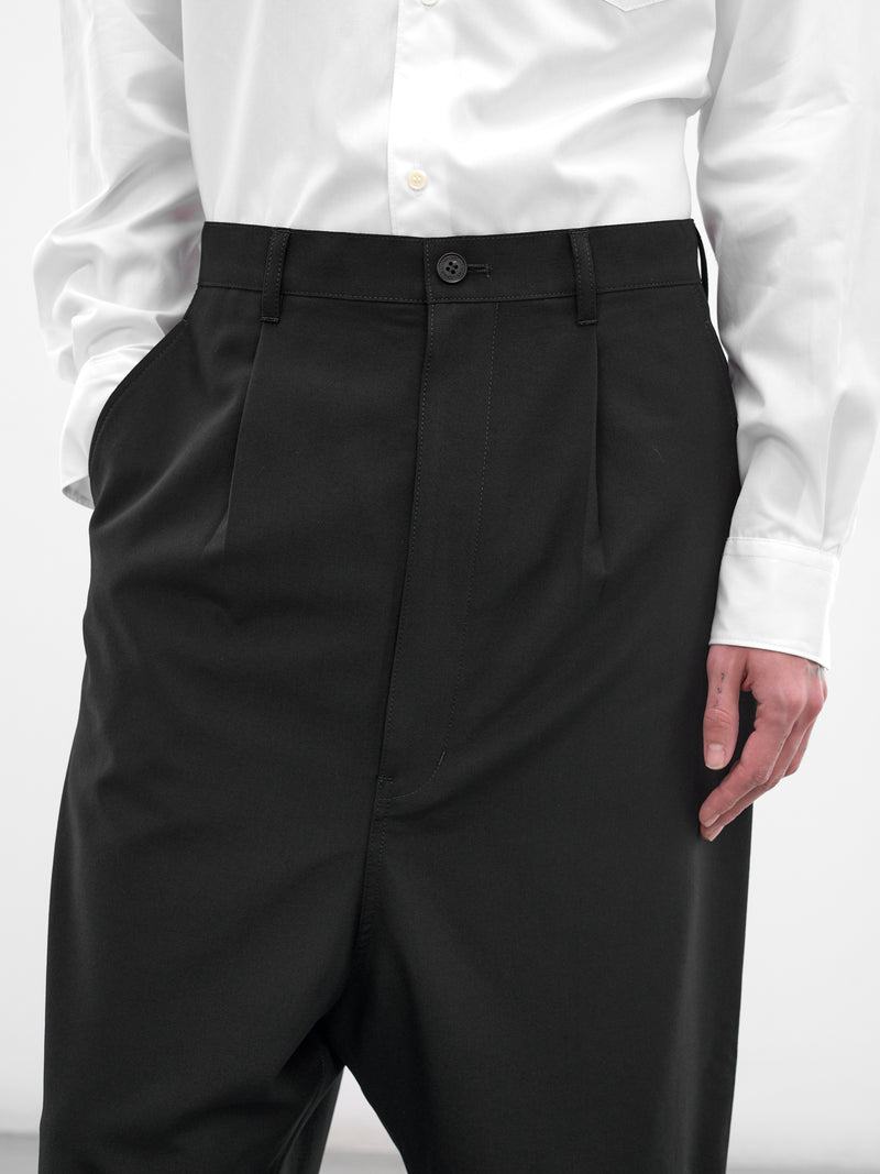 Navy Wool Cropped Wide Trousers (HQ-P102-S26-NAVY)