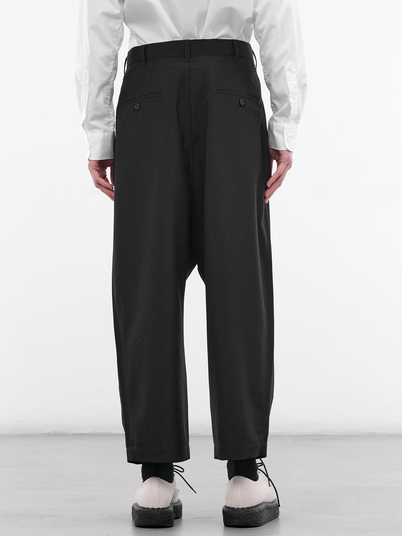 Navy Wool Cropped Wide Trousers (HQ-P102-S26-NAVY)