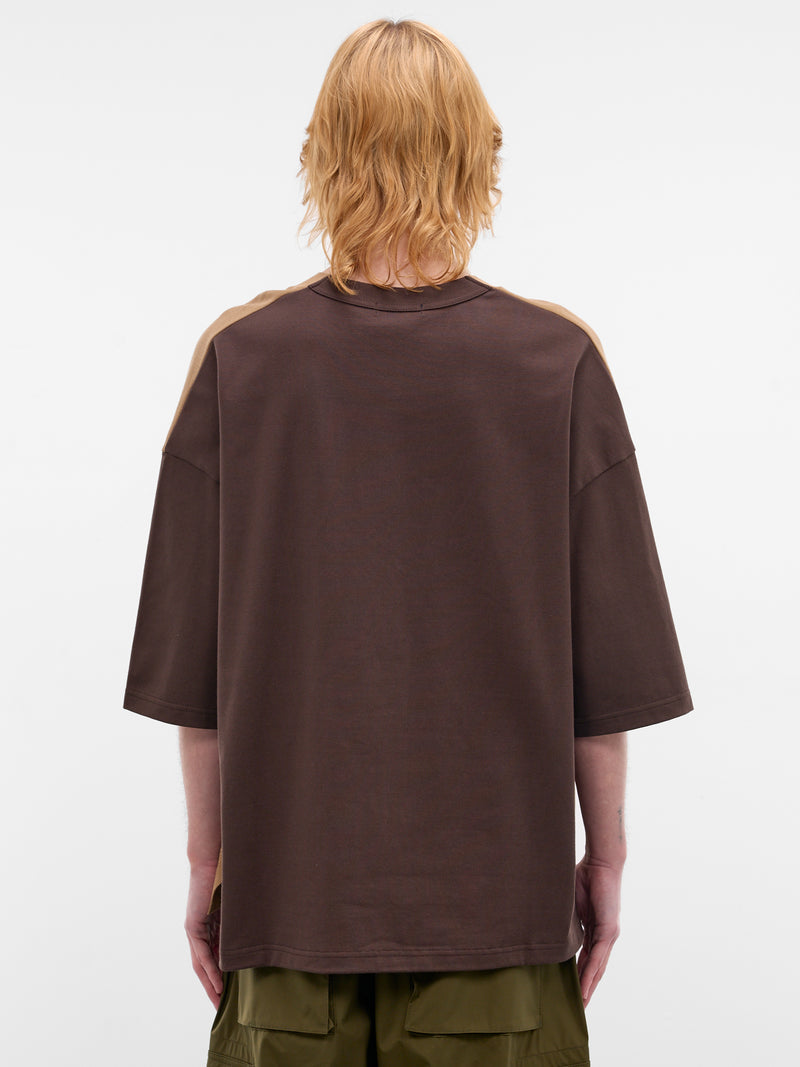 Two-Tone Cotton Oversized Tee (HQ-T004-S26-BROWN-BEIGE)