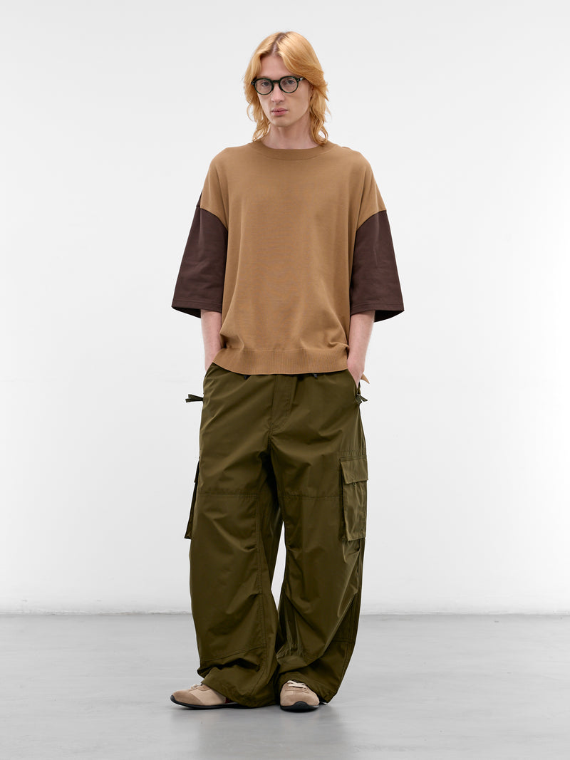 Two-Tone Cotton Oversized Tee (HQ-T004-S26-BROWN-BEIGE)