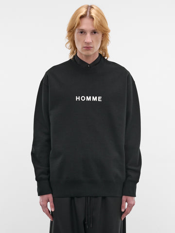 Black Cotton Logo Crewneck Sweatshirt (HQ-T104-S26-BLACK)
