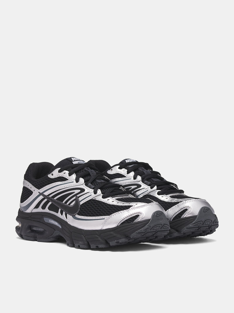 Black Air Max Moto 2K Sneakers (HQ2056-007-BLACK-METALLIC-SILV)